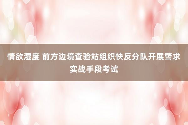 情欲湿度 前方边境查验站组织快反分队开展警求实战手段考试