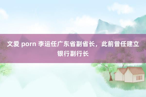 文爱 porn 李运任广东省副省长，此前曾任建立银行副行长